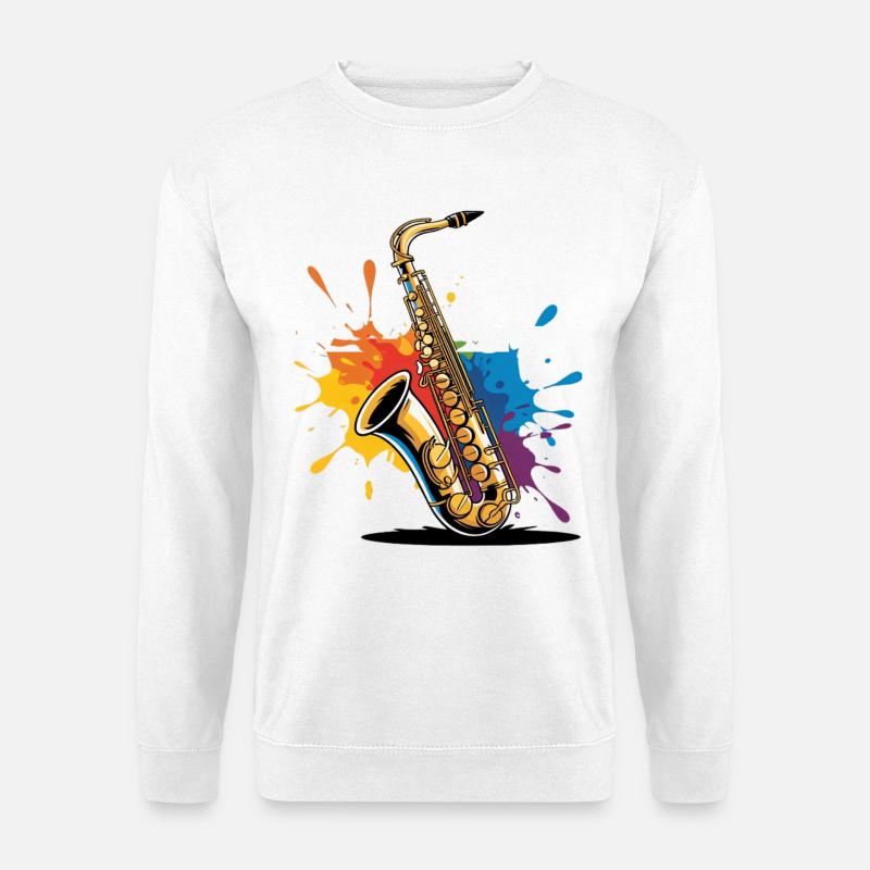 Expressionist saxophone art print - Unisex Sweatshirt - white
