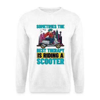 Scooter Sometimes The Best Therapy Is Scootering - Unisex Pullover - Weiß - Vorne