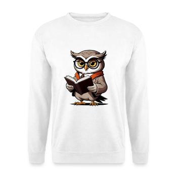 Eule mit Brille und Buch - Unisex Pullover - Weiß - Vorne