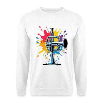 Farbenfroher Trompeten-Design für Musiker - Unisex Pullover - Weiß - Vorne
