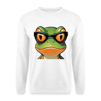 Cooler Frosch mit Sonnenbrille - Unisex Pullover - Weiß - Vorne
