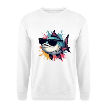 Poisson cool avec des lunettes de soleil - Sweat-shirt Unisexe - blanc - Devant