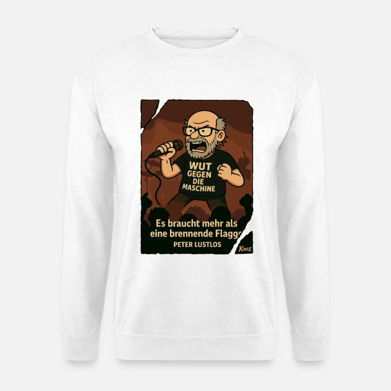 Protestierender Peter Lustlos mit Mikrofon - Unisex Pullover - Weiß