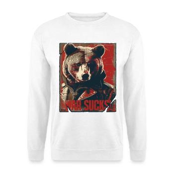 Ours flagrant dans la conception de la veste en cuir, la guerre est agaçante - Sweat-shirt Unisexe - blanc - Devant