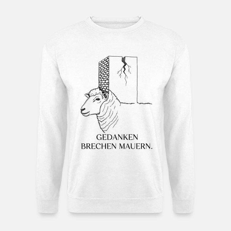 Thoughts break walls - Sheep Motivation - Unisex Sweatshirt - white