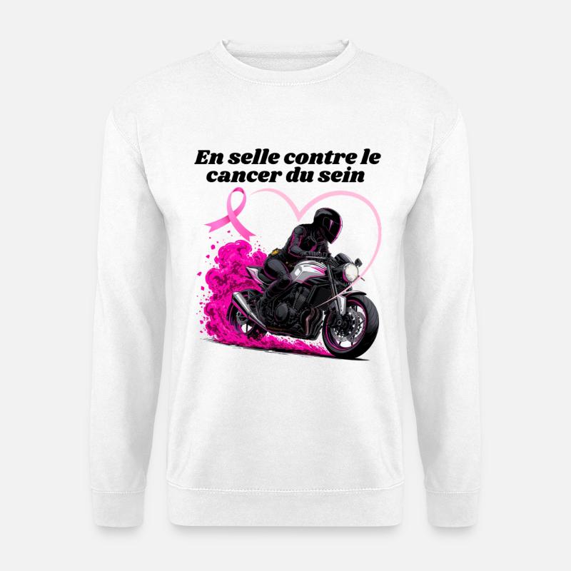 Damenmotorrad im Sattel gegen Brustkrebs - Unisex Pullover - Weiß