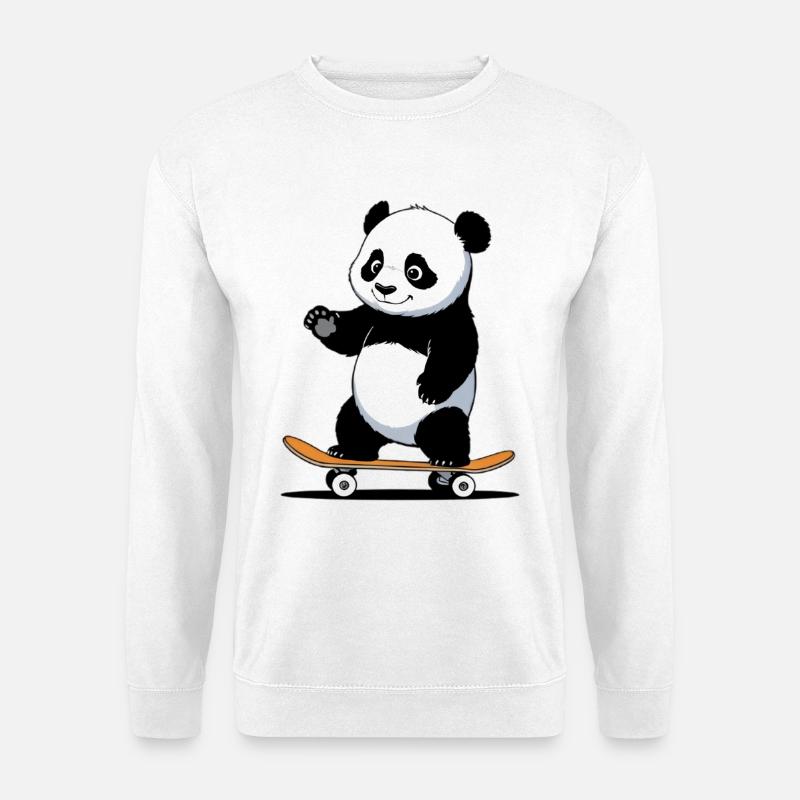 Cuddly Bear Panda on Skateboard - Unisex Sweatshirt - white