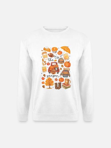 Herbstliche Gemütlichkeit Illustration - Unisex Pullover - Weiß