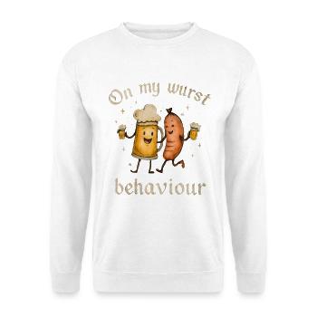 Humorvolles Trink- und Ess-Motiv - Unisex Pullover - Weiß - Vorne