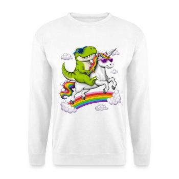 T-Rex Dinosaure chevauchant une licorne - Sweat-shirt Unisexe - blanc - Devant