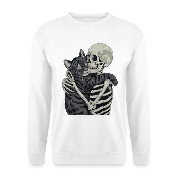 Katze Skelett Halloween Kater  - Unisex Pullover - Weiß - Vorne