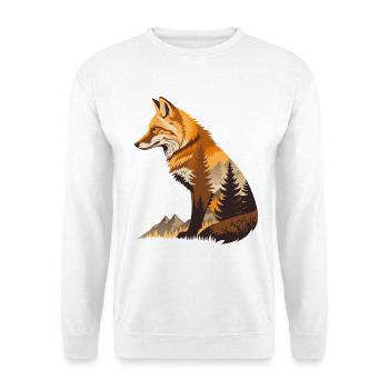 Waldlandschaft mit Fuchs Natur im Wald und Tiere - Unisex Pullover - Weiß - Vorne
