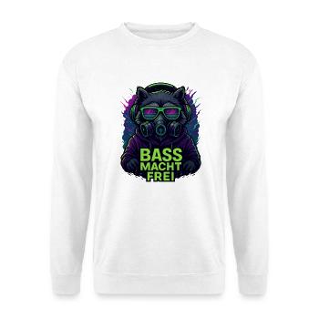 Rave Techno Party Design Bass macht frei Waschbär - Unisex Pullover - Weiß - Vorne