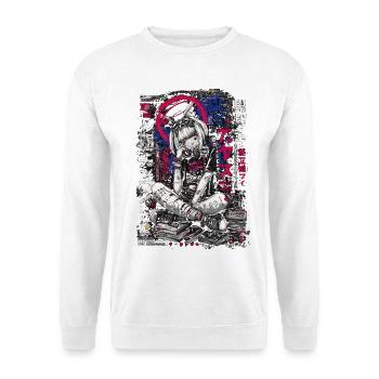 Cyberpunk Mädchen mit Graffiti-Design - Unisex Pullover - Weiß - Vorne