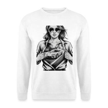 Racing Girl Car Design - Unisex Pullover - Weiß - Vorne