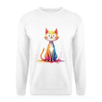 Colorful cat illustration for children's clothing - Unisex Sweatshirt - white - Front