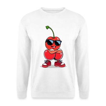 Lustiger Kirschen-Charakter mit Sonnenbrille - Unisex Pullover - Weiß - Vorne