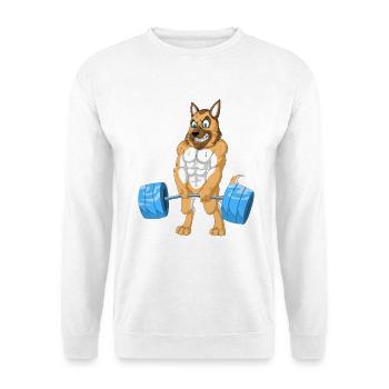 Deutscher Schäferhund Gewichtheben - Unisex Pullover - Weiß - Vorne