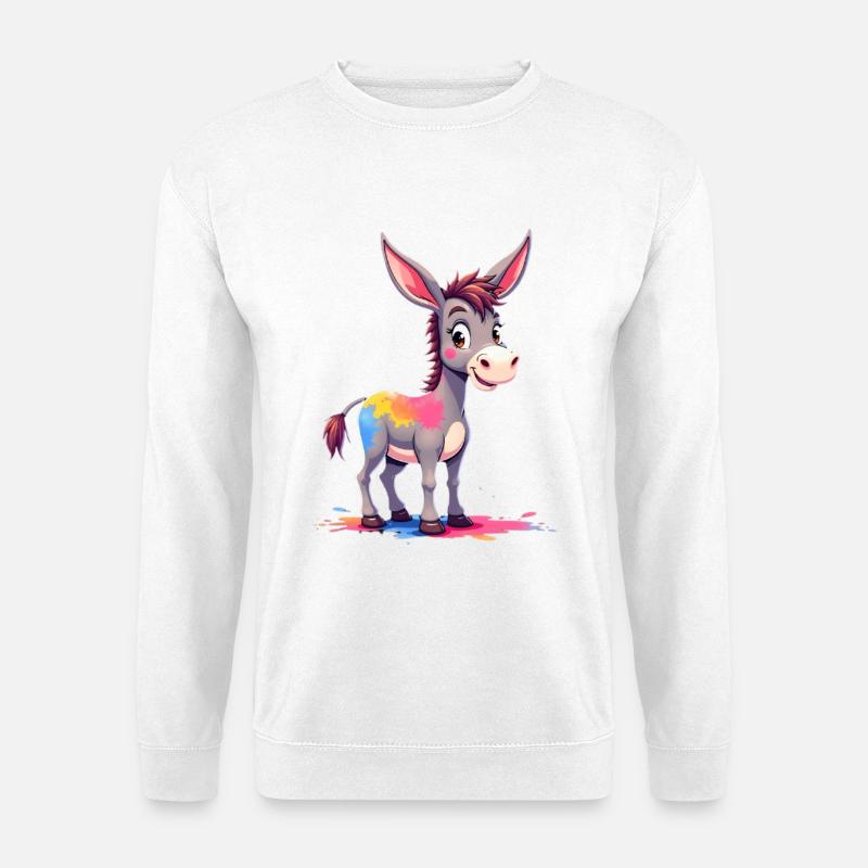 Bunter Farbklecks Esel - Unisex Pullover - Weiß