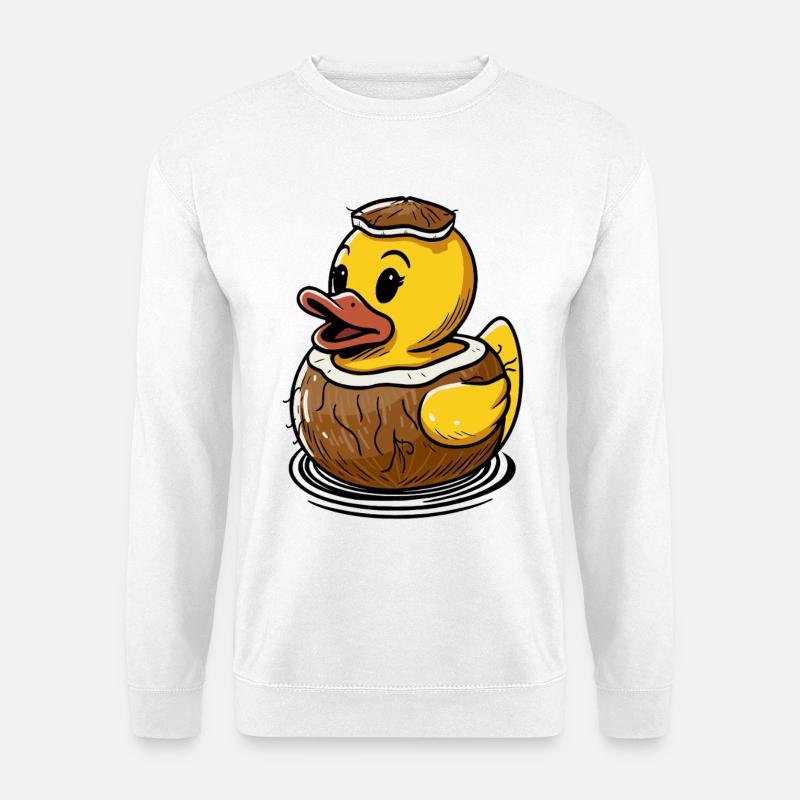 Cute duck in a coconut - Unisex Sweatshirt - white