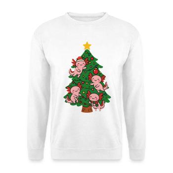 Axolotl schmücken Weihnachtsbaum - Unisex Pullover - Weiß - Vorne - Alina (178cm) & Michal (187cm)