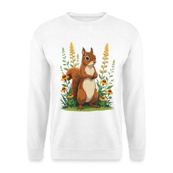 Charmant écureuil avec couronne de fleurs - Sweat-shirt Unisexe - blanc - Devant