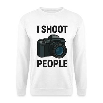 Abenteuerlicher Fotografen-Motivschriftzug - Unisex Pullover - Weiß - Vorne