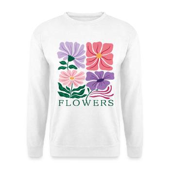 Florales Muster mit Pastell Blumen Flowers - Unisex Pullover - Weiß - Vorne