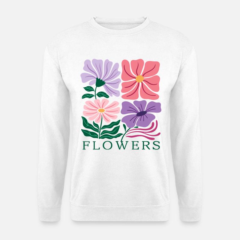 Floral Pattern with Pastel Flowers - Unisex Sweatshirt - white