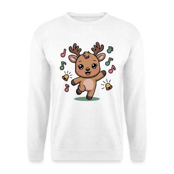 Cheerful Reindeer with Notes and Bells - Unisex Sweatshirt - white - Front