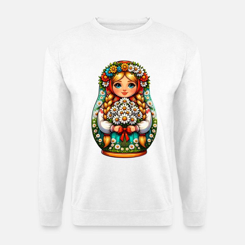 Matroschka auf russisch Matryoshka Doll Russian - Unisex Pullover - Weiß