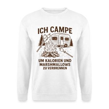 Ich Campe für Kalorien Und Marshmallows - Unisex Pullover - Weiß - Vorne