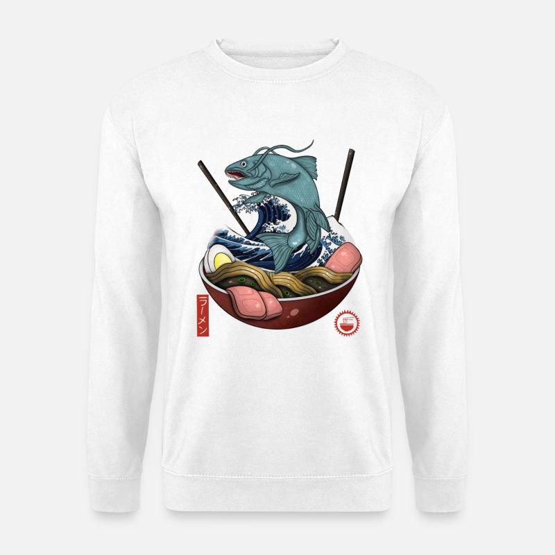 Mythical Fish and Ocean Waves Ramen - Unisex Sweatshirt - white