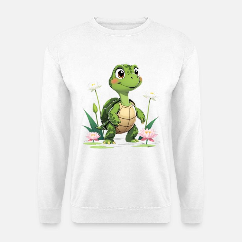 Charming turtle design with flowers - Unisex Sweatshirt - white