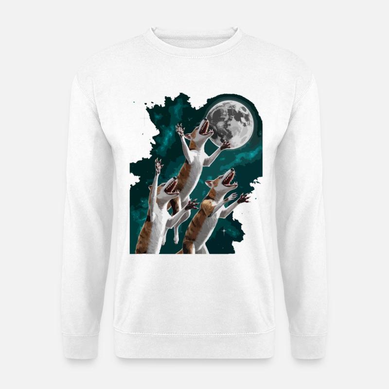 Mondnacht mit wilder Thylacines Tasmanischer Tiger - Unisex Pullover - Weiß