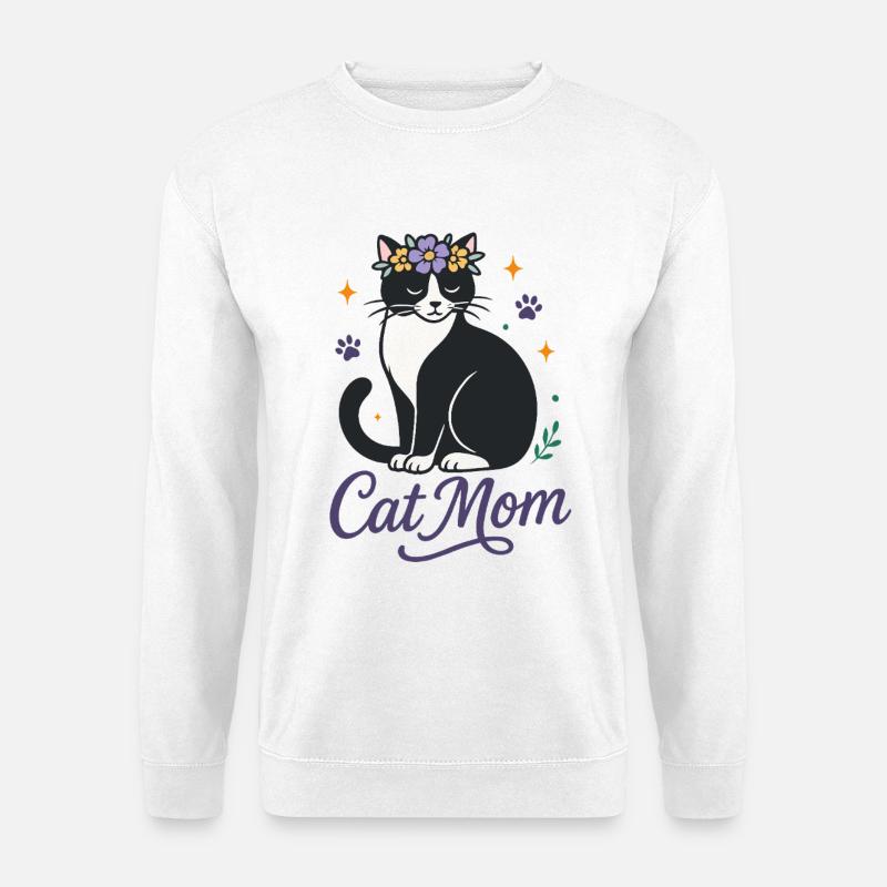 Cat Mom Florale Katzenliebe für Katzenmamas - Unisex Pullover - Weiß