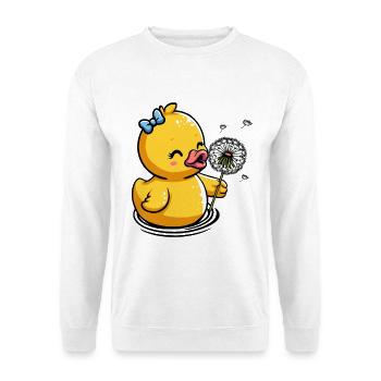 Poussin avec pissenlit et arc - Sweat-shirt Unisexe - blanc - Devant