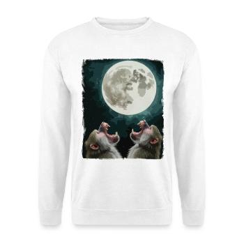 Mond und Pavian Nachthimmel - Unisex Pullover - Weiß - Vorne