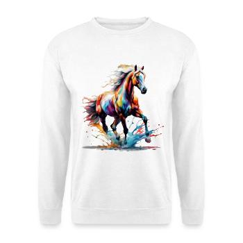 Buntes Haflinger Pferd Kunst Design - Unisex Pullover - Weiß - Vorne
