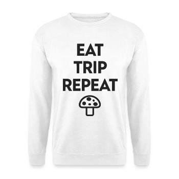 Eat Trip Repeat - Lustiger Pilz Spruch - Unisex Pullover - Weiß - Vorne
