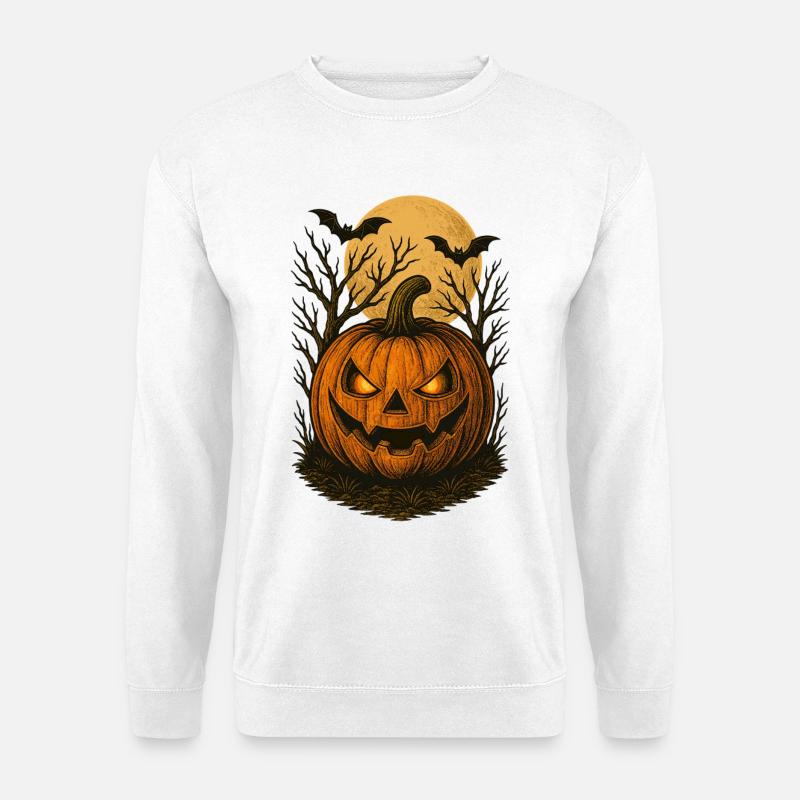Spooky Halloween Pumpkin Illustration - Unisex Sweatshirt - white