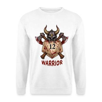 W20 mit Ritterhelm & Äxten – Warrior Dice - Unisex Pullover - Weiß - Vorne