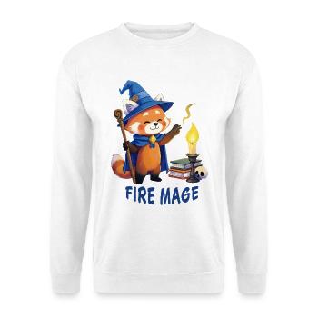 Red Panda Magician – Fire Mage Cartoon - Unisex Sweatshirt - white - Front