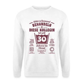 30 ans de service - Traiter avec douceur - Collègue - Sweat-shirt Unisexe - blanc - Devant