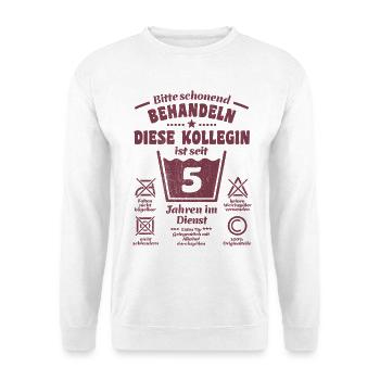5 ans de service - Traiter avec douceur - Collègue - Sweat-shirt Unisexe - blanc - Devant