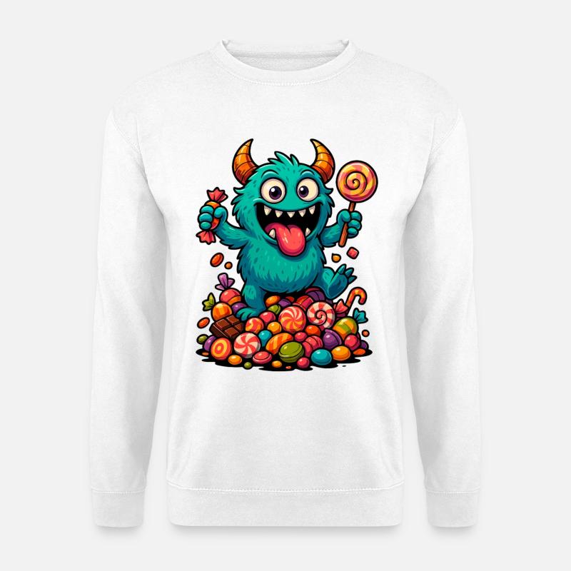 Playful troll artwork with sweets - Unisex Sweatshirt - white