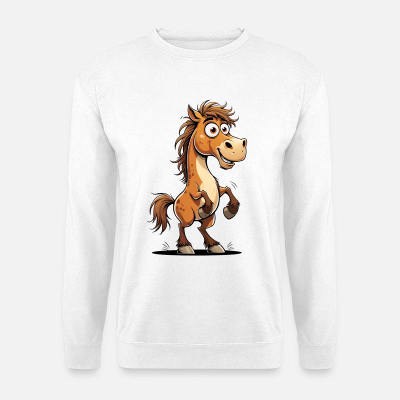 Fröhlicher Comic-Pferdeschow - Unisex Pullover - Weiß