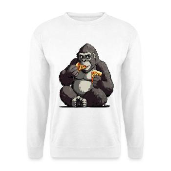 Gorille appréciant une pizza illustration - Sweat-shirt Unisexe - blanc - Devant