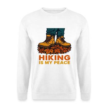 Wandern Hiking Is My Peace Herbst Herbstblättern - Unisex Pullover - Weiß - Vorne