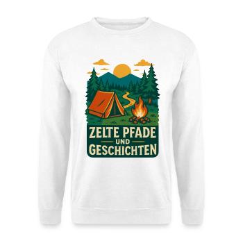 Zelte Pfade Und Geschichten Camping Abenteuer - Unisex Pullover - Weiß - Vorne